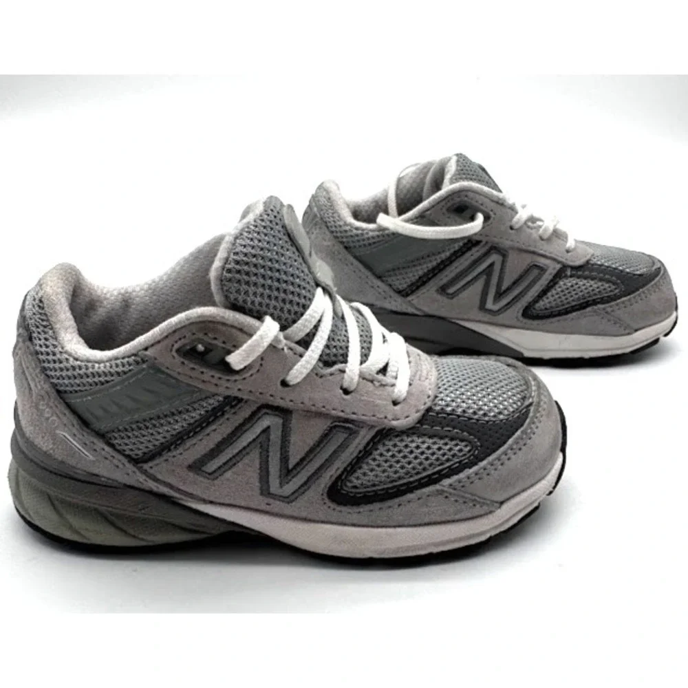 New Balance 990v5 Kids Sneakers Gray Suede Mesh Running Shoes US 8 EU 25